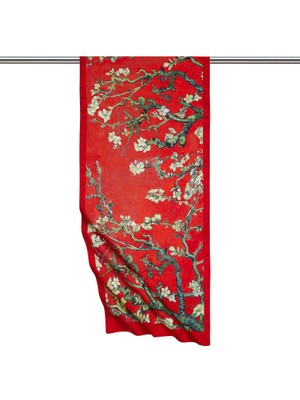 Bursa İpek Kırmızı Badem Çiçeği Ipeksi Fular