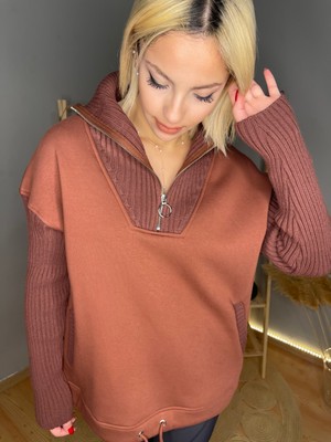 Dilvin Triko Kol Detay, Kamyoner Yaka Sweatshirt