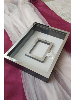 HKM Ticaret 40X50 cm Yeni Trend 8 cm Gümüş Pleksili Derinliğinde Siyah Renk Fotoğraf Bölümlü Çerçeve! Gül Kutusu