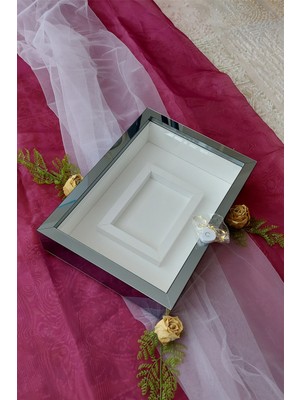 HKM Ticaret 25X35 cm Füme Pleksi Kaplı Fotoğraf Alanlı Model Tasarım Gül Kutusu Anı Çerçevesi! Ayna Çerçeve! Ledli