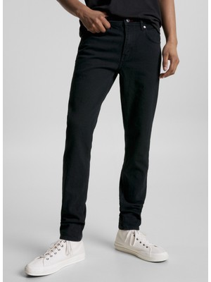 Tommy Hilfiger Normal Bel Normal Paça Straight Siyah Erkek Denim Pantolon MW0MW312151B5