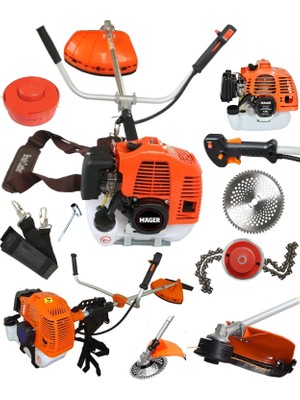Mager  Alman Metal Şanzıman Yan Tip Ot Çalı Çim Biçme  Benzinli Tırpan Makinesi