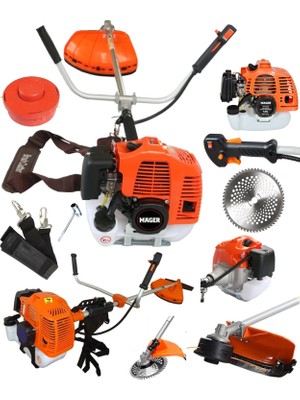 Mager 9.9 Hp Alman Metal Şanzıman Yan Tip Benzinli  Ot Çalı Çim Biçme Tırpan Makinesi