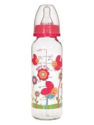 Bebedor 31302 Desenli Cam Biberon 250 ml - Kırmızı Renkli Uğur Böceği