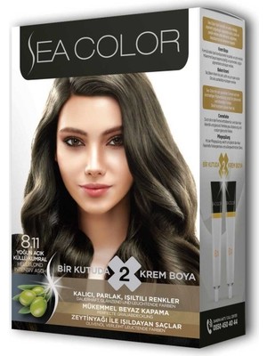 Sea Color 2 Tüp Krem Saç Boyası Seti Yoğun Açık Küllü Kumral No:8.11