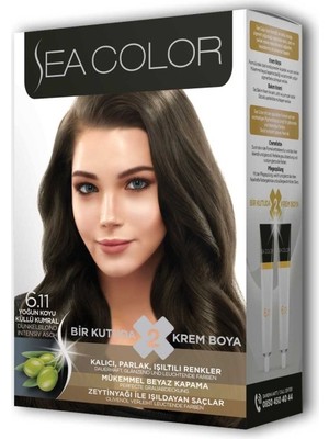 Sea Color 2 Tüp Krem Saç Boyası Seti Yoğun Koyu Küllü Kumral No:6.11
