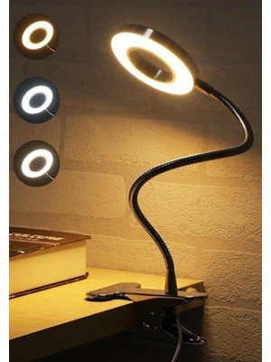 Gaman Mandallı Akrobatik LED Çalışma Okuma Işığı Flex Ayarlanabilir Işık 3 Renk Işık Masa Lambası Gece Lambası