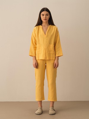 Xint Kadın Sarı Big Oversize Pamuklu Gömlek