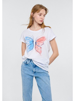 Mavi Kadın Best For You Baskılı Beyaz Tişört 1611281-620