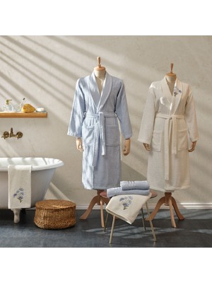 Karaca Home Flower 3D Nakışlı Aile Banyo Seti Mavi