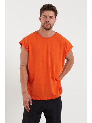 Hanclo Turuncu Basic Oversize Atlet T-Shirt