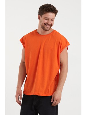 Hanclo Turuncu Basic Oversize Atlet T-Shirt