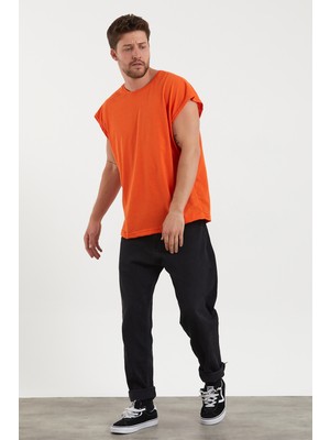 Hanclo Turuncu Basic Oversize Atlet T-Shirt