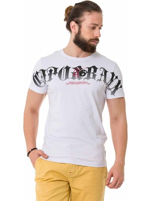 Cipo & Baxx CT768 Italik Font Beyaz Tişört