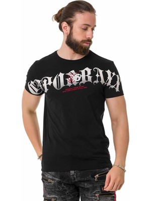 Cipo & Baxx CT768 Italik Font Siyah Tişört