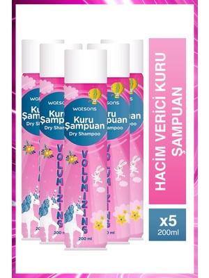 Watsons Kuru Şampuan 5×200 ml Hacim Veren Ferah Kokulu Tüm Saç Tiplerine Uygun 
