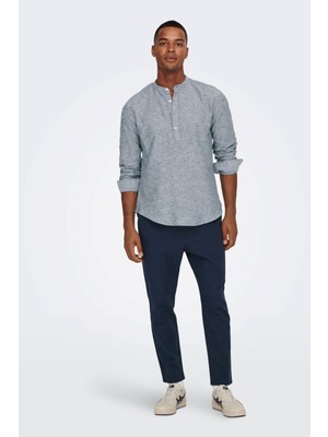 Only & Sons Erkek Onslinus Beli Lastikli Keten Pantolon 22024966 Lacivert