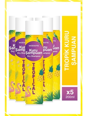 Watsons Tropik Kuru Şampuan Canlandırıcı Etkiyle 5 Adet 200 ml Tüm Saçlar İçin