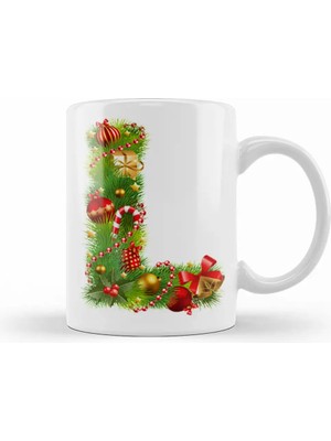 Humuts Yeni Yıl Yılbaşı Özel L Harfli Kupa Bardak Porselen