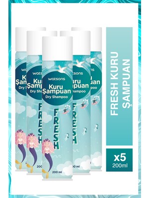 Watsons Fresh Kuru Kadın Şampuanı 200 ml x 5 Adet Canlandırıcı Arındırıcı Etkili Tüm Saç Tipleri İçin
