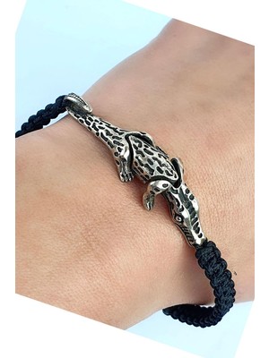 Ose Shop Timsah Figürlü 925AYAR Gümüş Tasarım Makrome Erkek Bileklik