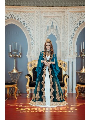 Sosyete Yeşil Gold Kaftan Bindallı YŞL19