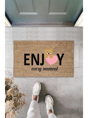 Parla Bej Kapı Önü Paspası Enjoy Ever Moment Ayıcık Desen  K-3351