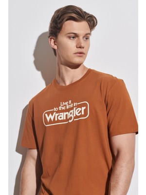 Wrangler Regular Fit Normal Kesim  Pamuk Bisiklet Yaka Karamel Tişört