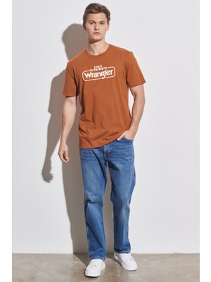 Wrangler Regular Fit Normal Kesim  Pamuk Bisiklet Yaka Karamel Tişört