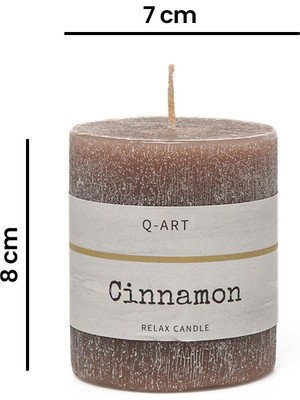 Q-Art Cinnamon Silindir Blok Mum-7x8 cm