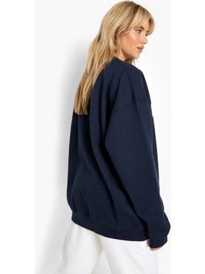 Trendseninle Kadın New York Baskılı Oversize Sweatshirt