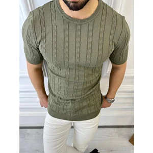 Elku Moda Tişört Örme Triko Tişört Nefes Alabilen Terletmez Slim Fit Dar Kesim T-Shirt