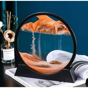 Yaz Gelsin Hareketli Kum Sanat Yuvarlak Cam 3D Kum Saati Derin Deniz Kum Manzarası-Kahverengi