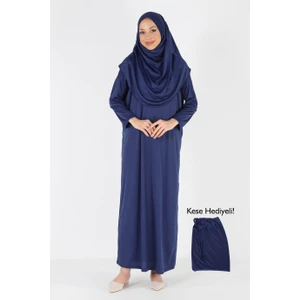 2133_Tek Parça Başörtülü Namaz Tesettür Elbise