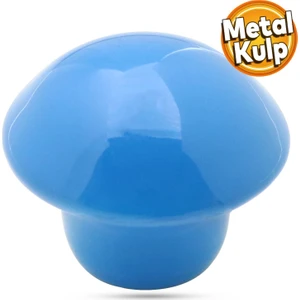 Mantar Düğme Metal (MAVİ) Yuvarlak Çocuk Odası Mobilya Mutfak Çekmece Dolap Kulpu Kulbu Kulpları
