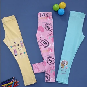 Baby Ellas Kız Çocuk Mevsimlik Pamuklu Üçlü Tayt Set 3 - 8 Yaş Renkli Desenli 2023 Sezon