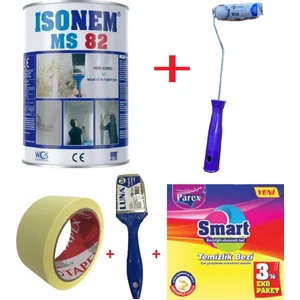 Ms 82 Nem ve Rutubet Küf Boyası + Izmir Fırça Epoksi Rulo 10 cm + 2.5 No Fırça + 3 cm Maskeleme Bandı + Temizlik Bezi