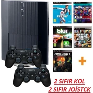 Playstation 3 + Süper Slim Kasa+ 500GB + 180 Oyun+ 2 Sıfır Joistick +1 Yıl Garanti