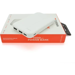 5000 Mah Beyaz Powerbank Hızlı Şarj Destekli  TRM-1005