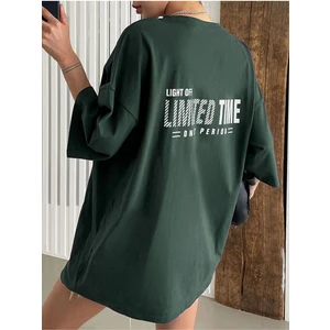 Yeşil Limited Time Baskılı Oversize T-Shirt