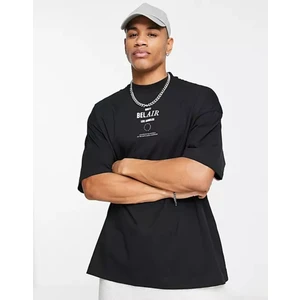 Erkek Siyah Belair Baskılı Oversize Tshirt