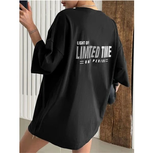 Siyah Limited Time Baskılı Oversize T-Shirt