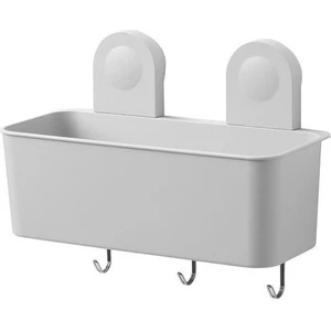 Vantuzlu Banyo Duş Sepeti 26X21 cm 3 Kancalı-Su Delikli Banyo Dekorasyonu-Sepeti