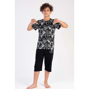 Pamuklu Erkek Çocuk Kısa Kol Kaprili Pijama Takım