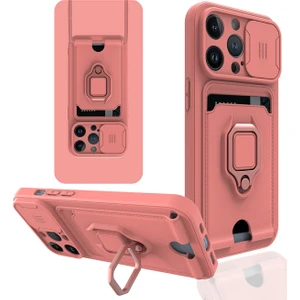 Happycase iPhone 13 Pro Max Kılıf Zuma Kartvizitli Yüzüklü Silikon - Pembe