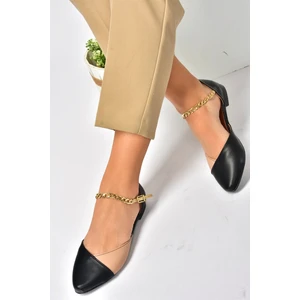 Fox Shoes Siyah/ten Zincir Detaylı Kadın Babet P726054509