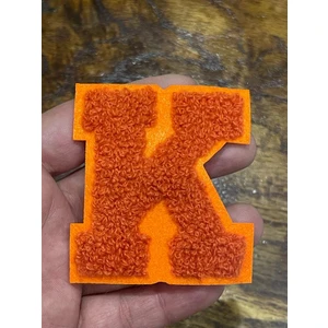Gönülden Tasarım 7x6 cm Ütü Ile Yapışan Dokuma Turuncu K Harfi Aplike Yama Arma Dikiş Aksesuar