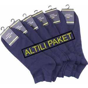 Erkek Büyük Beden Bambu Dikişsiz Altılı Paket Patik Çorap 11903 Lacivert