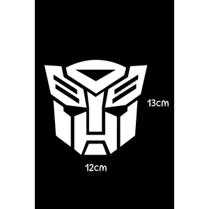 Atölye Çizgi Beyaz Transformers Sticker Motor Sticker Araba Cam Sticker 13 x 12