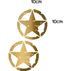 Atölye Çizgi 2 Adet Army Star, Askeri Yıldız Off Road Sticker Gold 10 cm